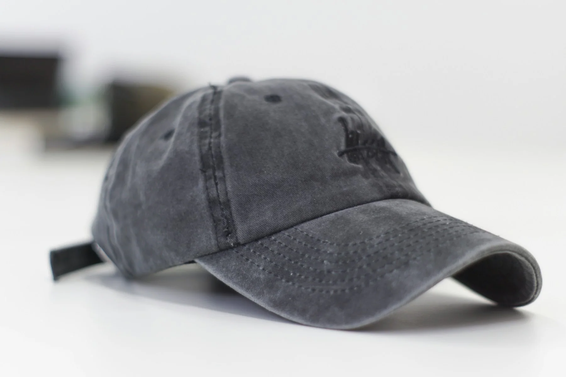 Grey washed cotton baseball cap